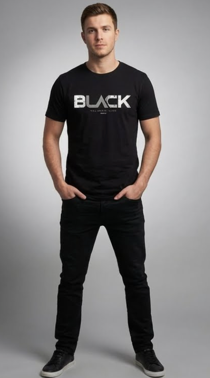 Cotton Graphic Printed Regular Fit Round Neck Half Sleeve T-Shirt, Black, Streetwear