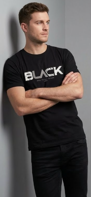 Cotton Graphic Printed Regular Fit Round Neck Half Sleeve T-Shirt, Black, Streetwear