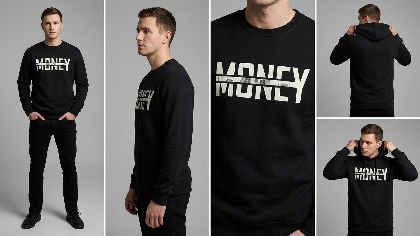 Black Sweatshirt, Round Neck, Long Sleeve